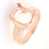 Art Deco Sterling Silver Semi Mount Ring Setting CU Cushion 12x10mm Syzjewelry