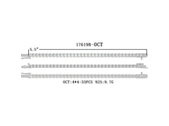 Custom Sterling Silver Tennis Bracelet Setting Assher SQ 4X4mm 5.5-Inch 33-Stones DHJ