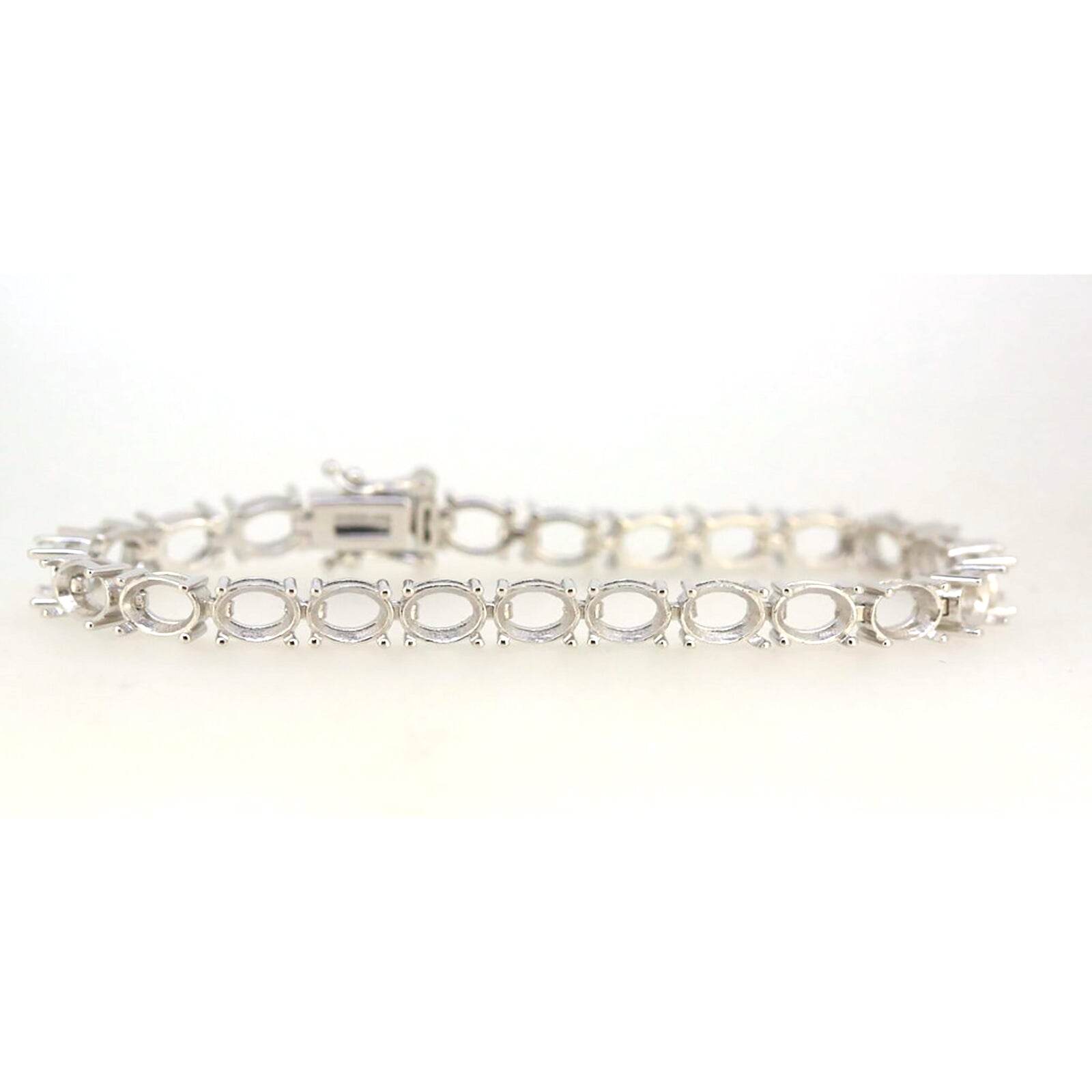 Sterling Silver Semi Mount Tennis Bracelet Setting Oval OV 7x5mm - Syzjewelry