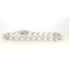 Sterling Silver Semi Mount Tennis Bracelet Setting Oval OV 7x5mm - Syzjewelry