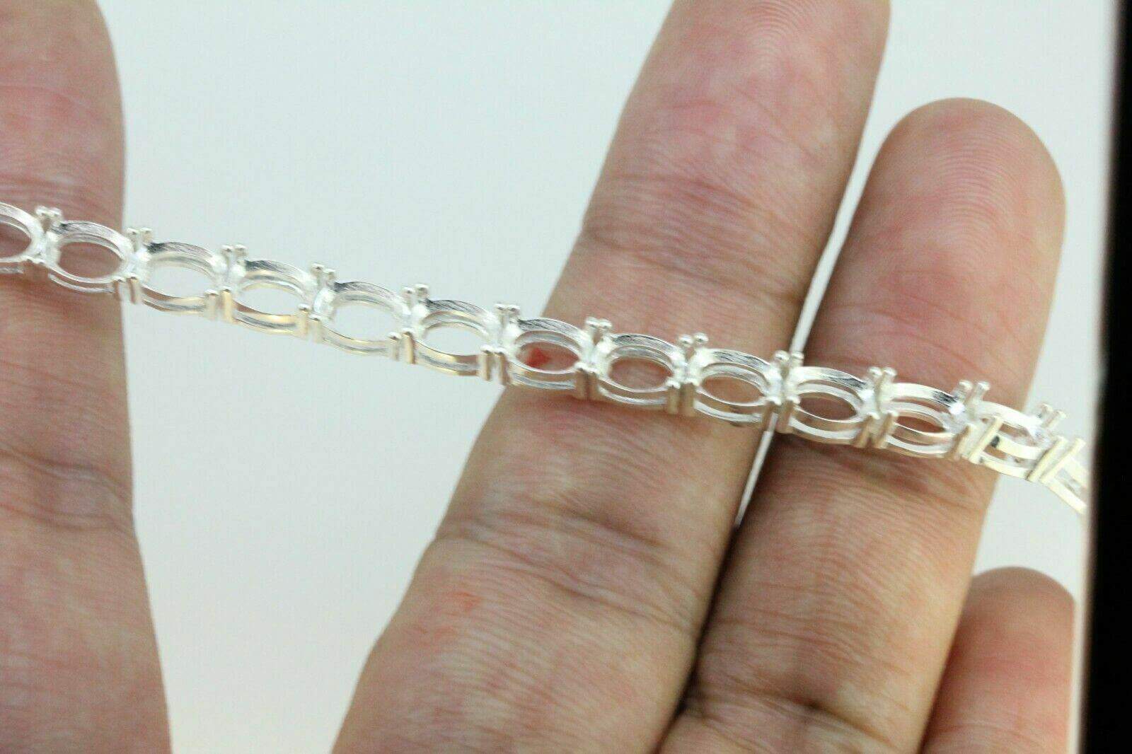 Sterling Silver Semi Mount Tennis Bracelet Setting Oval OV 7x5mm - Syzjewelry