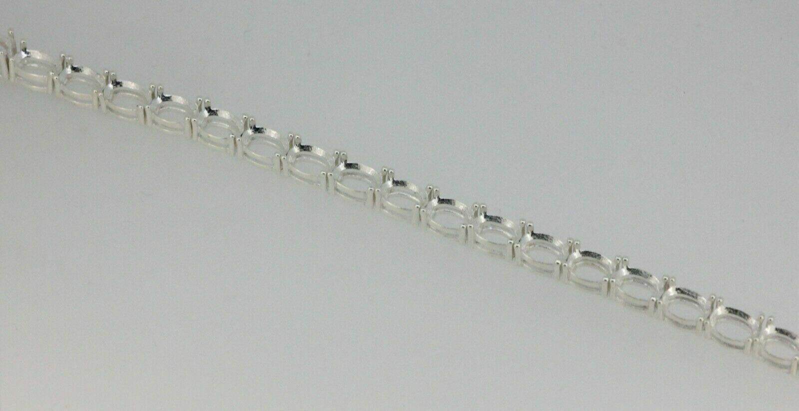 Sterling Silver Semi Mount Tennis Bracelet Setting Oval OV 7x5mm - Syzjewelry