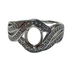 Sterling Silver Semi Mount Ring Setting Oval OV 8X6mm Swirl Shank DHJ