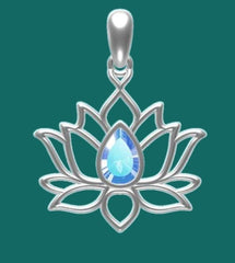 FSD Lotus, Sterling Silver, Gold Plated, with Lab Grown White Sapphire PE 4x6mm