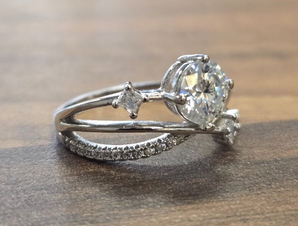 Sterling Silver Semi Mount Ring Setting Round RD 6.5mm with CZ Accents Syz Jewelry
