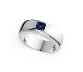 Men's Sterling Silver Semi Mount Ring Setting Princess SQ 4.5X4.5mm Band Ring Flush Bezel DHJ