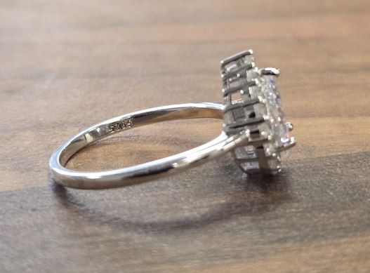 Sterling Silver Semi Mount Ring Setting Pear PE 8x6mm Halo CZ Accents Syz Jewelry