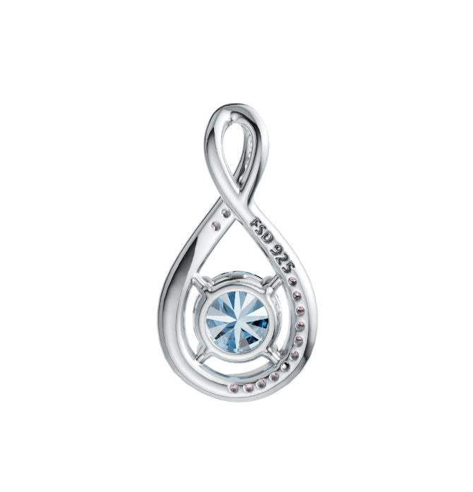 Sterling Silver Semi Mount Pendant Setting Round RD 7X7MM with White Topaz Syz Jewelry