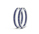 Sterling Silver Hoop Earrings with White Topaz or Moissanite Syzjewelry