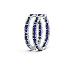 Sterling Silver Hoop Earrings with White Topaz or Moissanite Syzjewelry