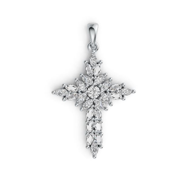 Sterling Silver Semi Mount Pendant Setting Marquise MQ 4X2mm RD 3.5mm DHJ