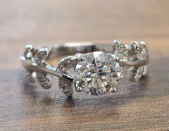 Sterling Silver Semi Mount Ring Setting Round RD 6.5mm with CZ Accents Syz Jewelry