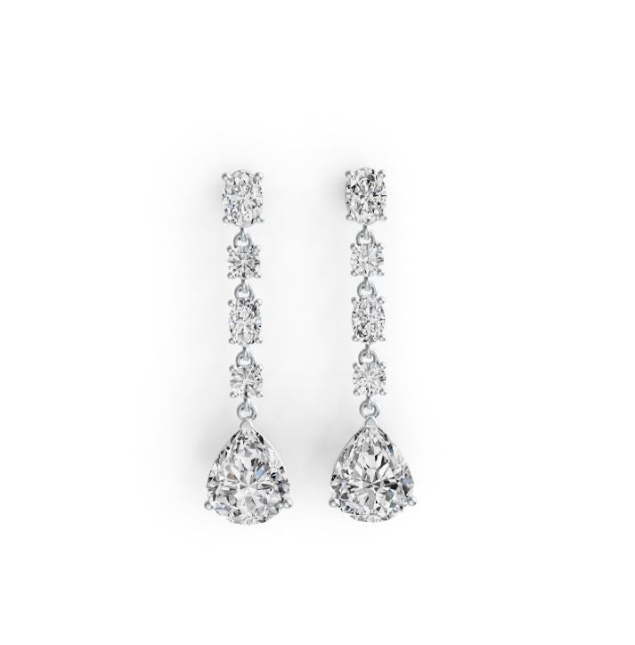 Sterling Silver Semi Mount Earrings Setting Pear PE 12X10mm OV 7X5mm OV 6X4mm RD 4mm DHJ