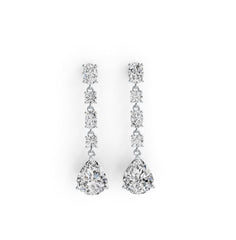 Sterling Silver Semi Mount Earrings Setting Pear PE 12X10mm OV 7X5mm OV 6X4mm RD 4mm DHJ