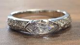 Sterling Silver Semi Mount Ring Setting MQ 10x5mm with CZ Accents Syz Jewelry