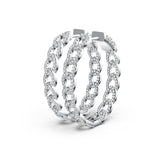 Sterling Silver Hoop Earrings Chain Link Theme with White Topaz or Moissanite DHJ