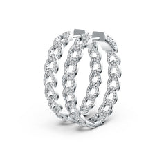 Sterling Silver Hoop Earrings Chain Link Theme with White Topaz or Moissanite DHJ