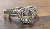 Sterling Silver Semi Mount Ring Setting Round RD 7x7mm with CZ Accents Syz Jewelry