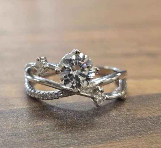 Sterling Silver Semi Mount Ring Setting Round RD 6.5mm with CZ Accents Syz Jewelry