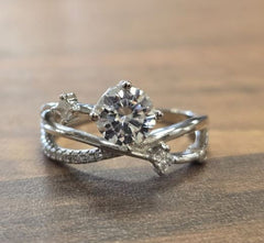 Sterling Silver Semi Mount Ring Setting Round RD 6.5mm with CZ Accents Syz Jewelry