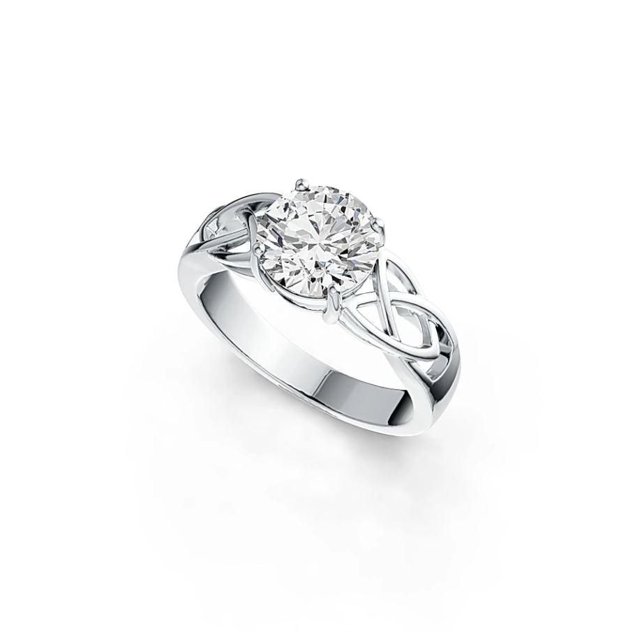 Sterling Silver Semi Mount Ring Setting Round RD 8x8mm White Topaz DHJ