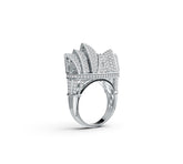 Sterling Silver Ring Sydney Opera House Theme with White Topaz or Moissanite DHJ