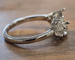 9K White Gold Semi Mount Ring Setting Round RD 7mm with CVD Accents Syz Jewelry
