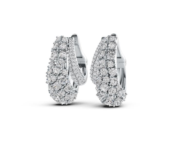 Sterling Silver Hoop Earrings with White Topaz or Moissanite DHJ