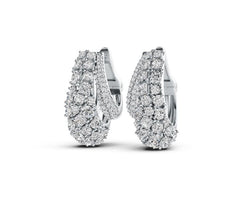 Sterling Silver Hoop Earrings with White Topaz or Moissanite DHJ