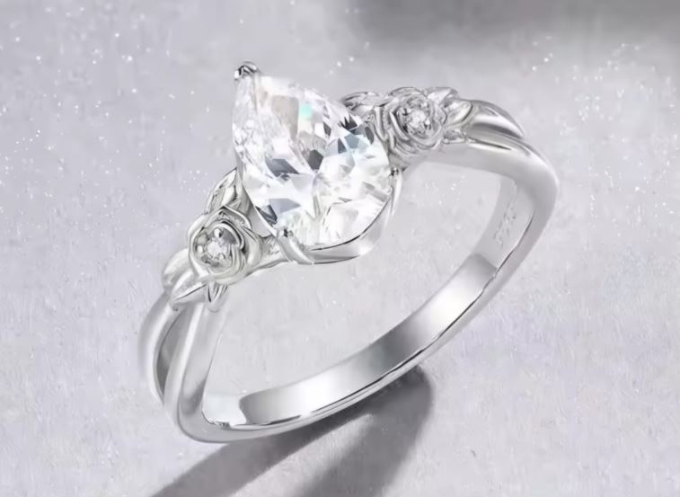 Sterling Silver Semi Mount Ring Setting Pear PE 9x6mm Syz Jewelry