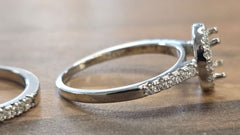 Sterling Silver Semi Mount Ring Setting Round RD 7x7mm with CZ Accents Syz Jewelry