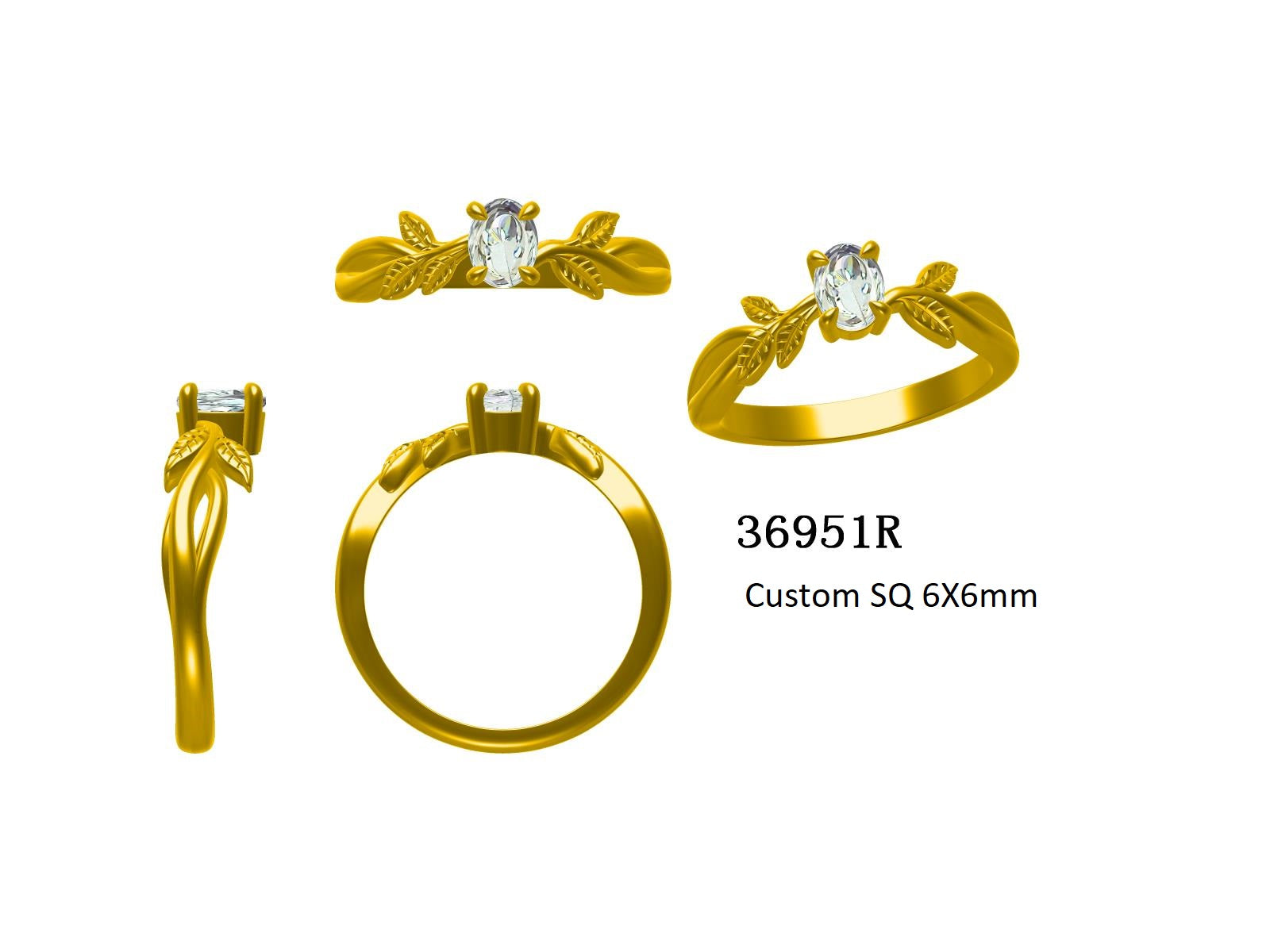 Sterling Silver Semi Mount Ring Setting Princess SQ 6X6mm Syzjewelry