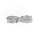Sterling Silver Semi Mount Ring Setting Oval OV 5X3mm with White Topaz DHJ