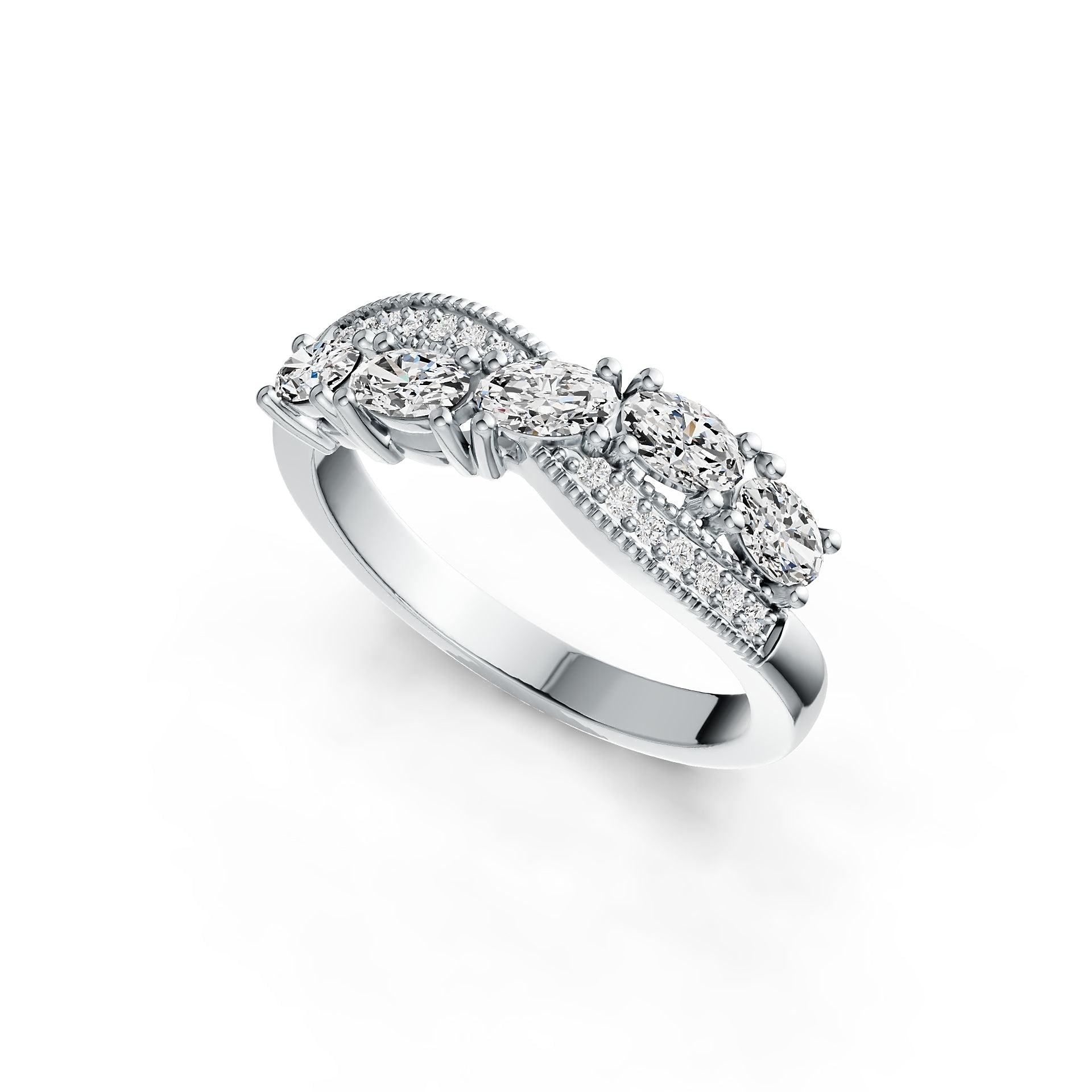 Sterling Silver Semi Mount Ring Setting Oval OV 5X3mm with White Topaz DHJ