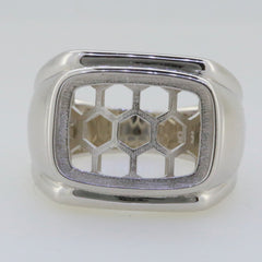 Men's Sterling silver Semi Mount Ring Setting Cushion CU 15X11mm Cabochon Syzjewelry