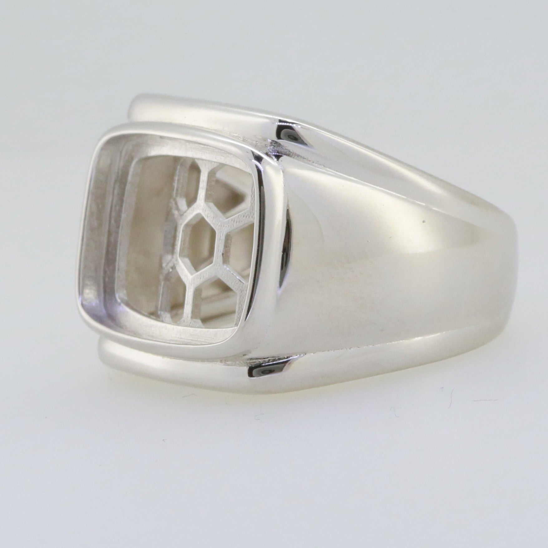 Men's Sterling silver Semi Mount Ring Setting Cushion CU 15X11mm Cabochon Syzjewelry