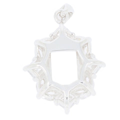 14K White Gold Semi Mount Pendant Setting OCT Emerald 9x7mm Syzjewelry