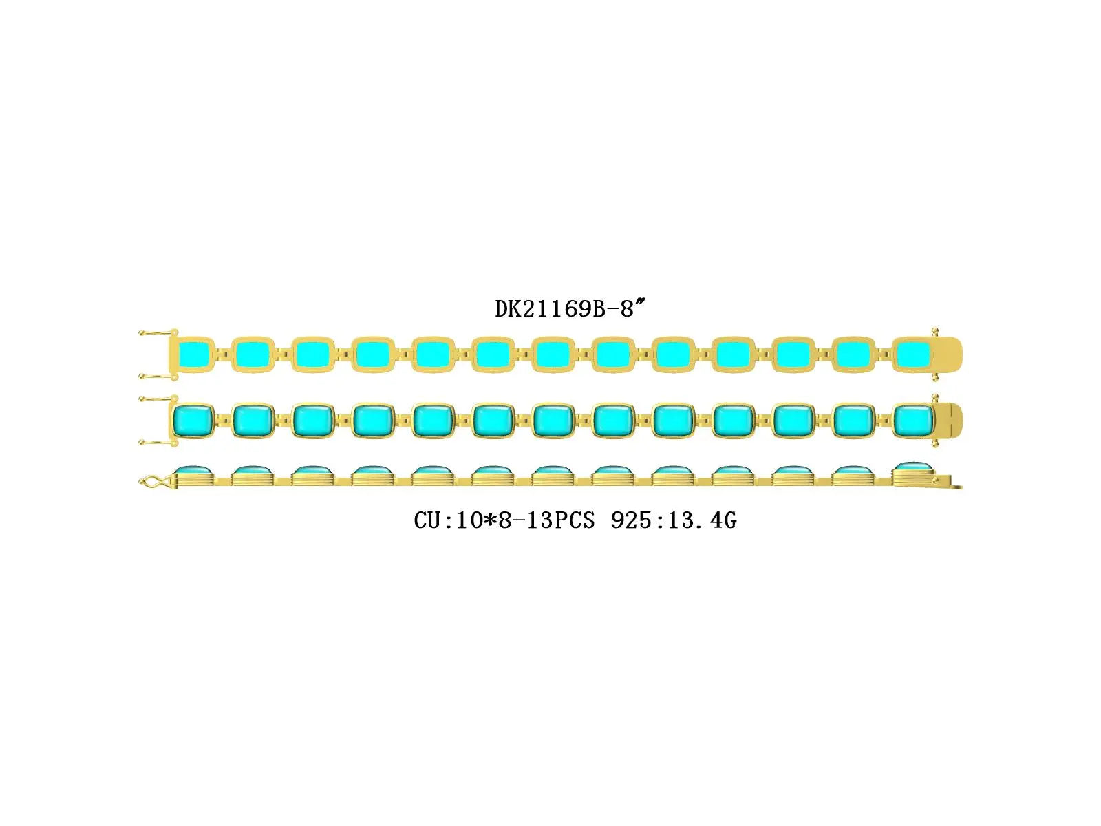 Sterling Silver Semi Mount Bracelet Setting Cushion Cu 10x8mm Cabochon DHJ