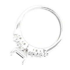 2 Piece Set Sterling Silver Semi Mount Ring Setting Emerald OCT 7x5mm 5 Stones - Syzjewelry