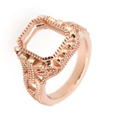 Sterling Silver Semi Mount Ring Setting Radiant OCT 11x9mm Vintage Style Milgrain Syzjewelry