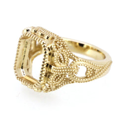 Sterling Silver Semi Mount Ring Setting Radiant OCT 11x9mm Vintage Style Milgrain Syzjewelry