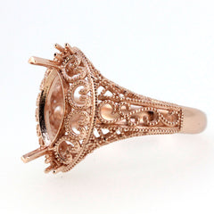 14K Gold Semi Mount Ring Setting Marquise Diamond MQ 10x5mm Art Deco Style Syzjewelry