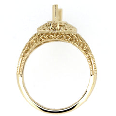 14K Gold Semi Mount Ring Setting Marquise Diamond MQ 10x5mm Art Deco Style Syzjewelry