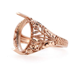 14K Gold Semi Mount Ring Setting Marquise Diamond MQ 14x7mm Art Deco Style Syzjewelry