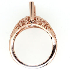 14K Gold Semi Mount Ring Setting Marquise Diamond MQ 14x7mm Art Deco Style Syzjewelry