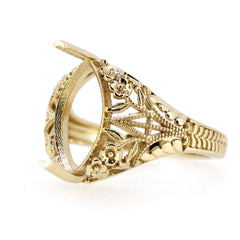 14K Gold Semi Mount Ring Setting Marquise Diamond MQ 14x7mm Art Deco Style Syzjewelry