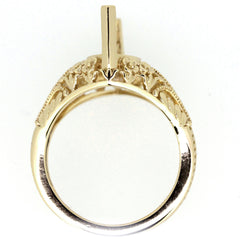 14K Gold Semi Mount Ring Setting Marquise Diamond MQ 14x7mm Art Deco Style Syzjewelry