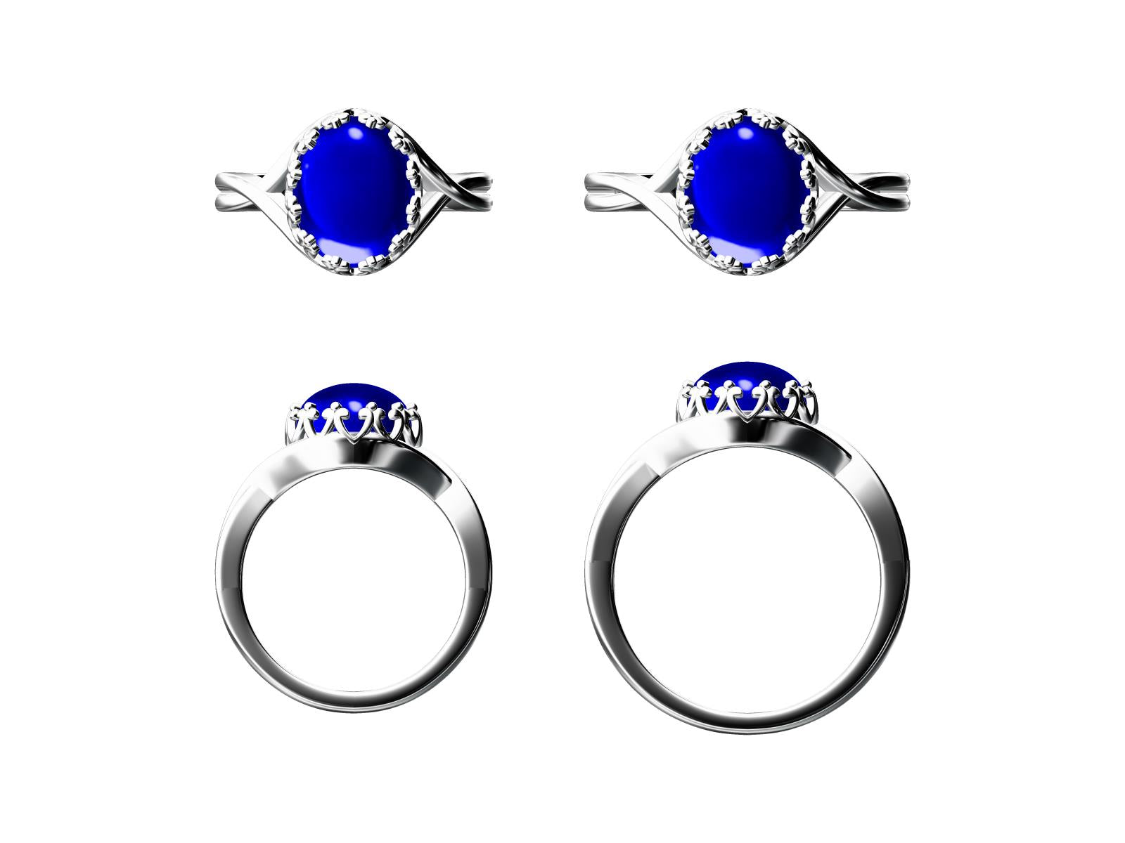 Sterling Silver Semi Mount Ring Setting Oval OV 11X9mm Split Shank Art Nouveau DHJ