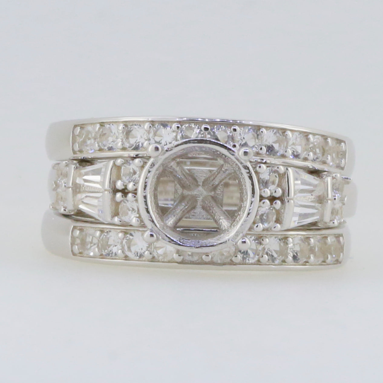 3 PC set Sterling Silver Semi Mount Ring Setting Round RD 8x8mm Syzjewelry