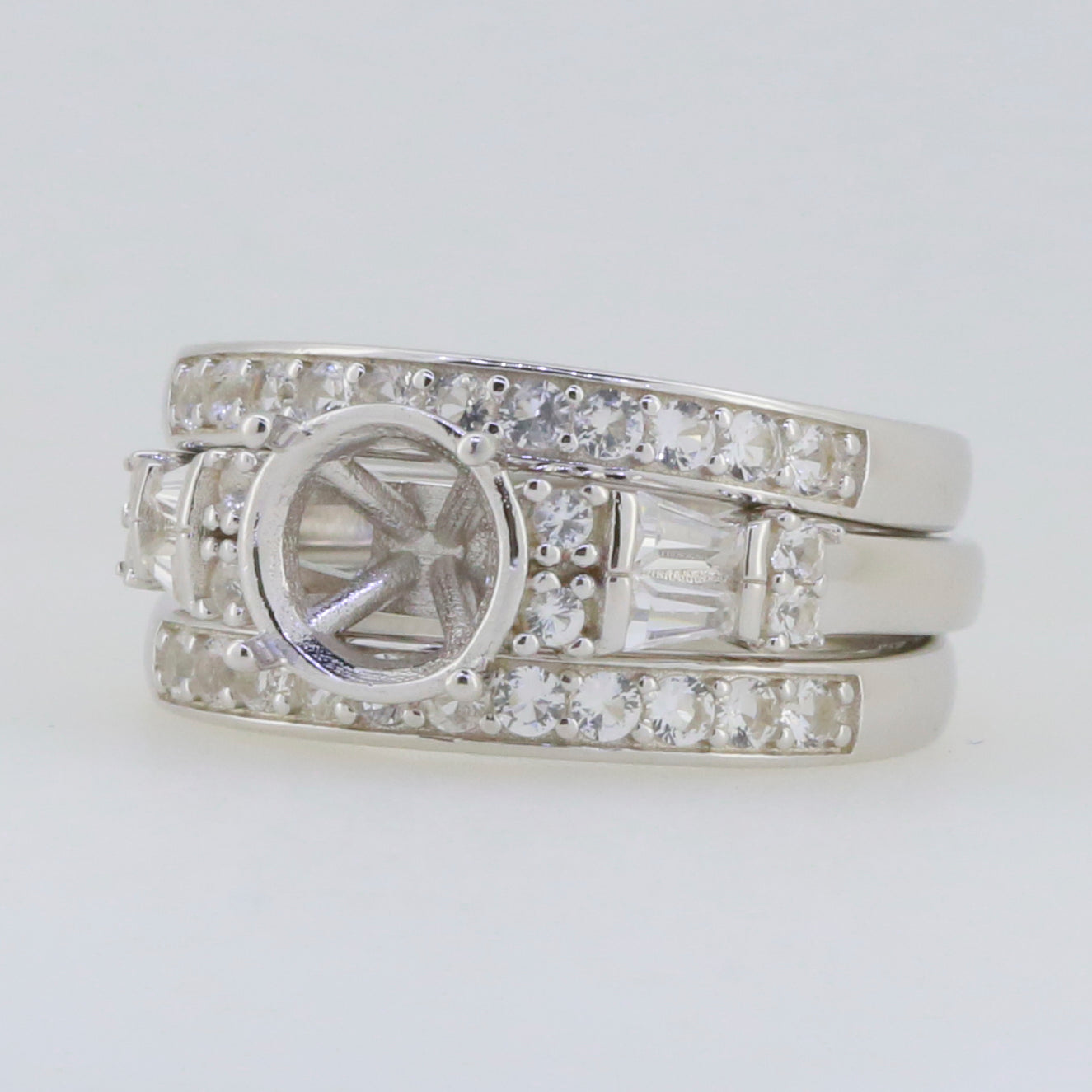 3 PC set Sterling Silver Semi Mount Ring Setting Round RD 8x8mm Syzjewelry